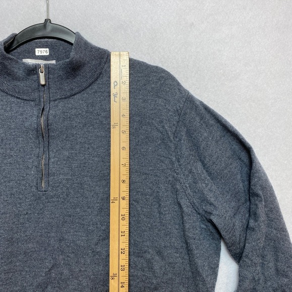 Peter Millar Sweater Mens XL Dark Gray Merino Wool Lyocell Pullover Quarter Zip - Picture 2 of 9